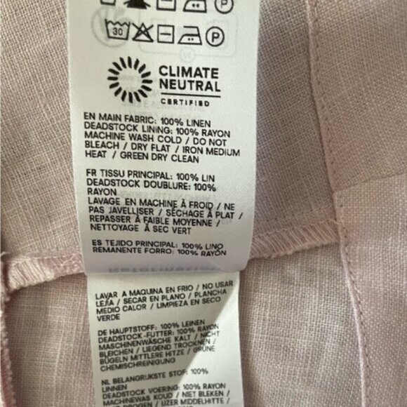 NEW Reformation Everett Linen Midi Dress Cherry Blossom Light Pink | US 0 UK 4 - Picture 7 of 14